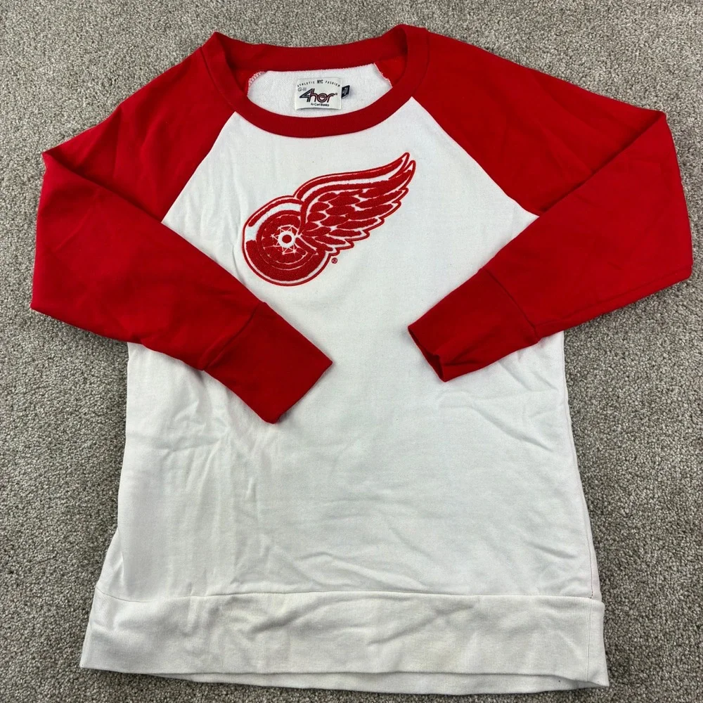 Detroit Red Wings Sweatshirt Womens L G-III 4Her NHL Fleece Chenille Logo Raglan